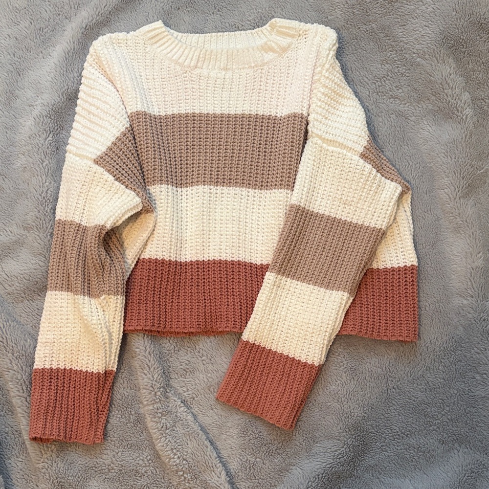 moon & madison Striped Chunky Sweater